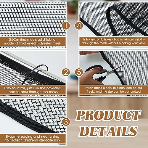 Miniatura 4 de Red de balcón para mascotas, red para escaleras, valla para bebé, barrera para bebé, barandilla de seguridad para bebés, red de barandilla de balcón