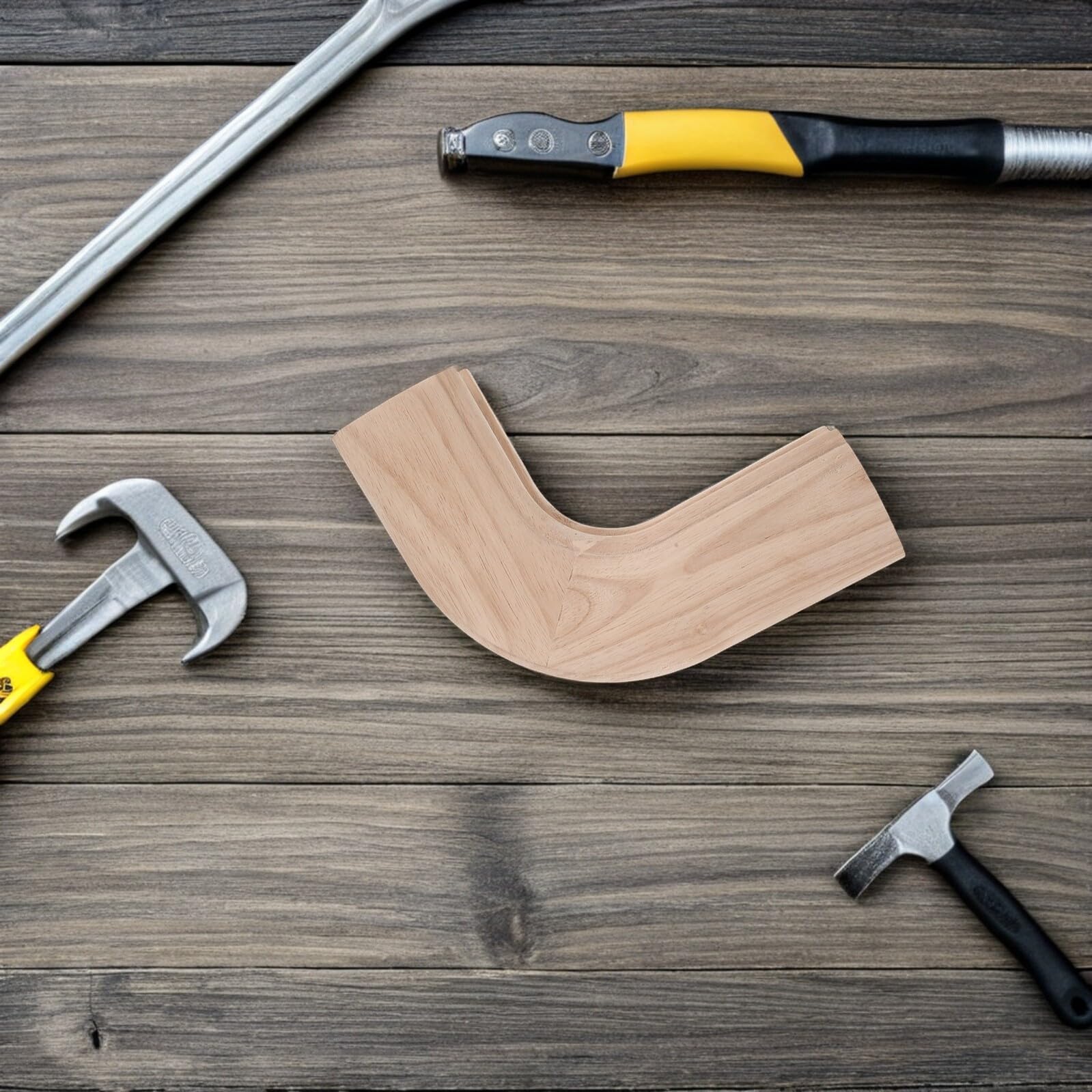 Gomito Corrimano Scale in Legno Beige, Raccordo Curvo