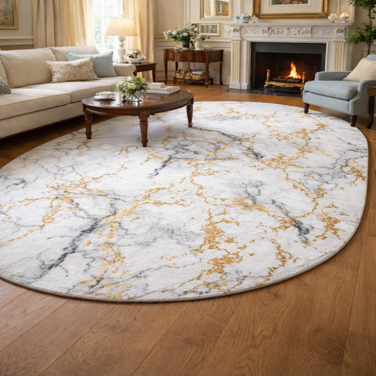 Tapis ovale salon moderne 100x180 grand tapis chambre déco maison multicolore