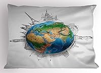 Vista 29 de Bolos decoraciones de fiesta funda de almohada por Ambesonne, bola roja con difusión Skittles vibrantes abstracta vibrante Arte, decorativo impreso