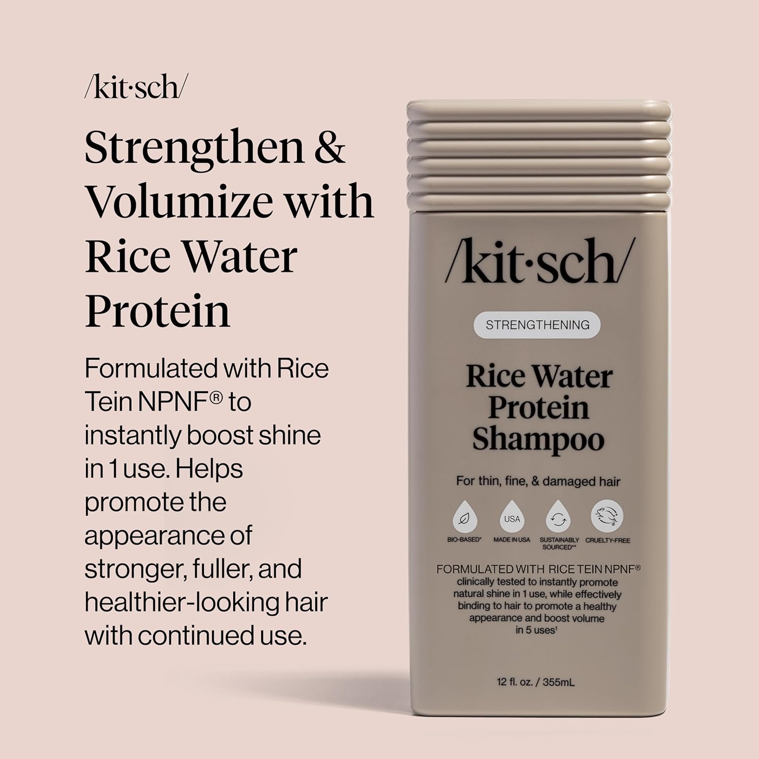 Kitsch Rice Water Protein Shampoo + Coconut Oil Conditioner Set – Strengthening & Moisturizing Hair Care for Thin, Fine, Damaged & Textured Hair – Shine & Manageability – 12 oz - Image 6