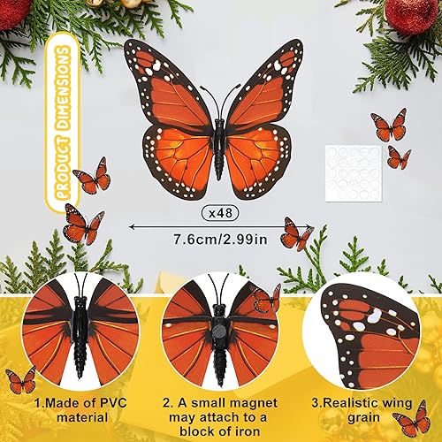 Miniatura 8 de Luinabio Decoración de mariposa monarca de Halloween, mariposas falsas artificiales 3D, mariposa monarca, decoración de pared para Navidad de los