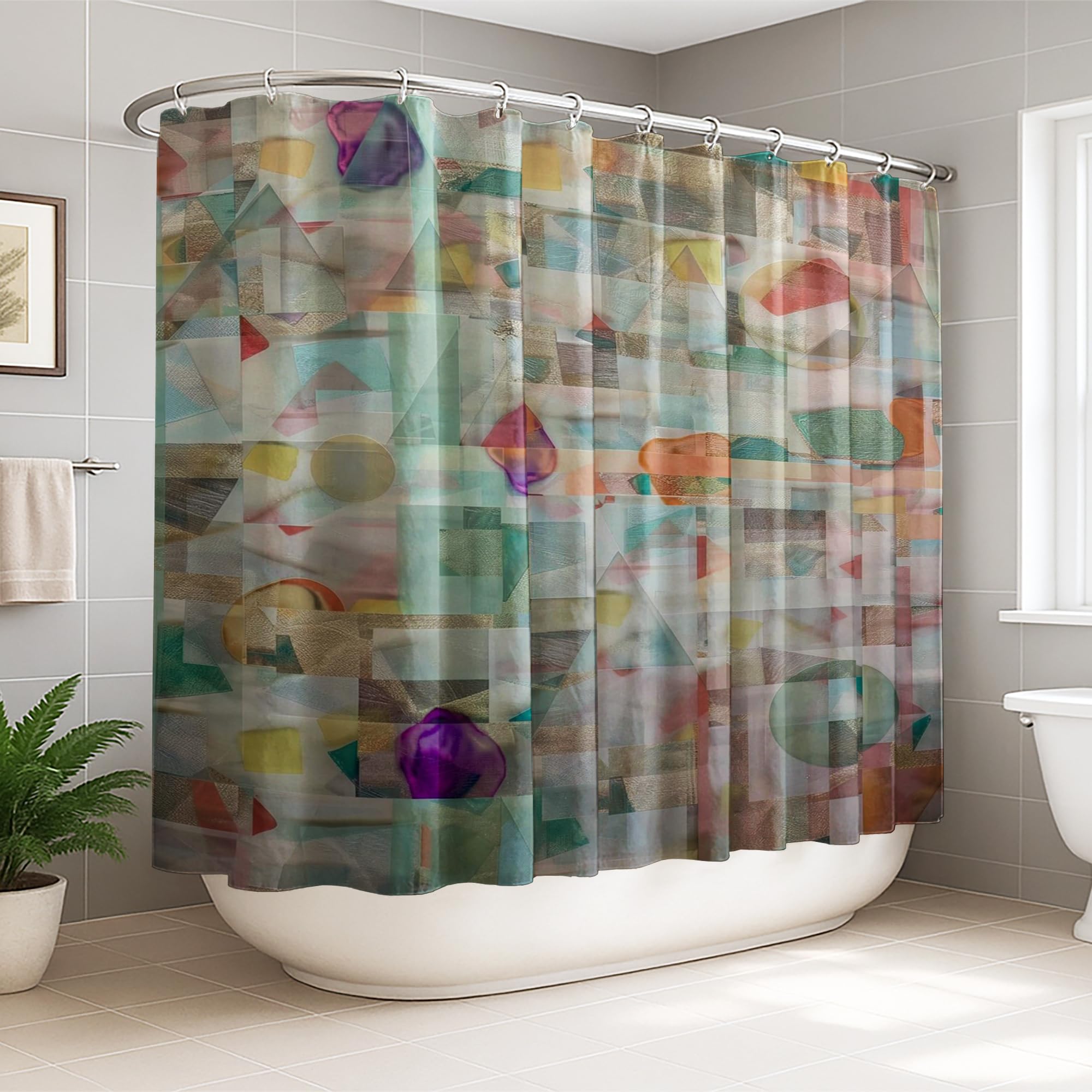 Rideau de douche géométrique en tissu haut de gamme pour décoration d'hôtel