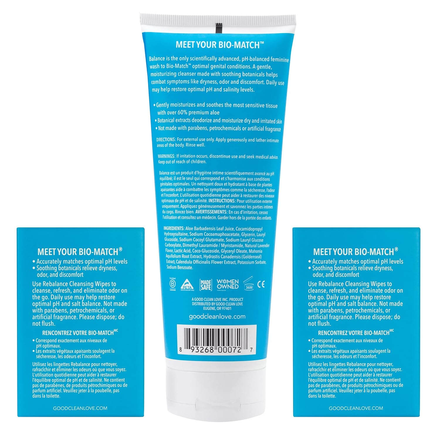 Good Clean Love Daily Care Kit, Includes 8 Oz Moisturizing Personal Wash & 24 Cleansing Wipes, Relieves Vaginal Dryness & Discomfort, Natural Feminine Hygiene Products for Women : Health & Household