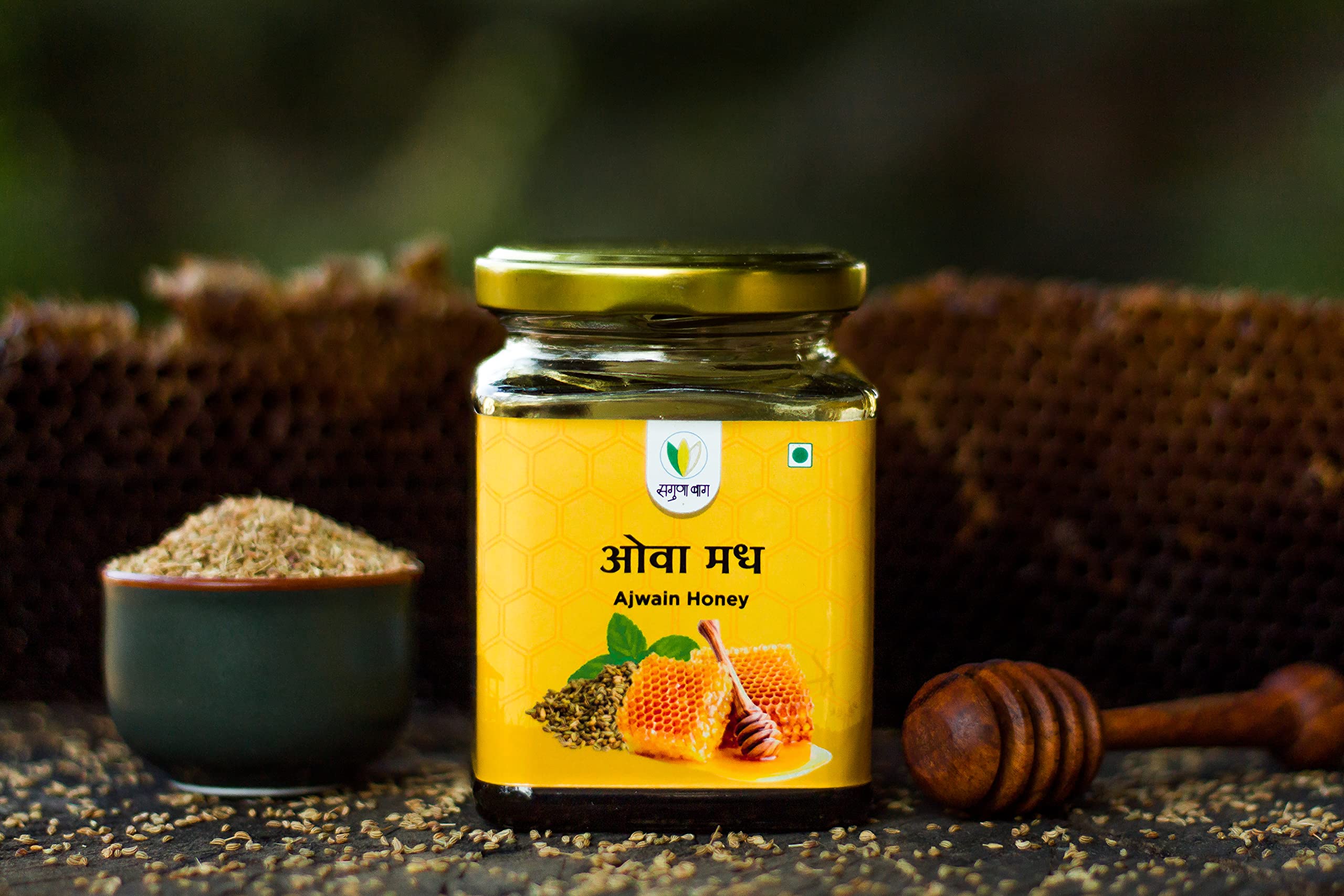 Saguna Baug Natural Ajwain Nectar Raw Honey - 250gm | Unprocessed, Unpasteurized, No Artificial Sugar or Colour Adulteration 4
