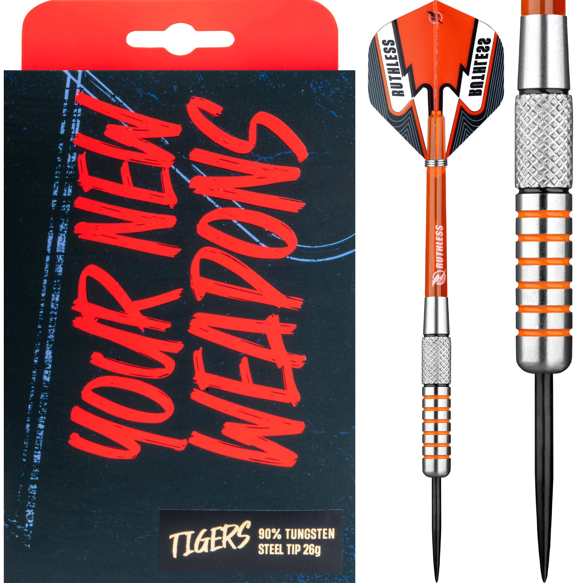 Ruthless Tigers Darts | 90% Tungsten Steel Tip Tungsten | Ring & Knurl 26g - Image 4