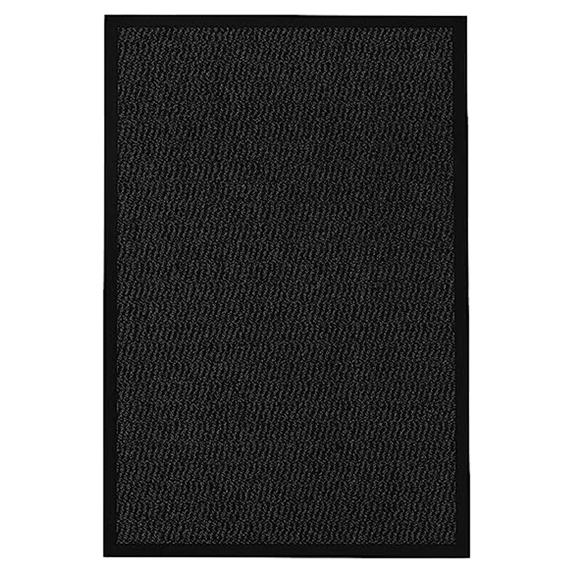 KAV Non-Slip Washable Door Mat - Durable Indoor Outdoor Rug, Bathroom Rug, Kitchen Floor Mat, Front Door Decor, Absorbent Doormat for Home and Office - (60x180) cm / (1.97x5.91) ft - Black