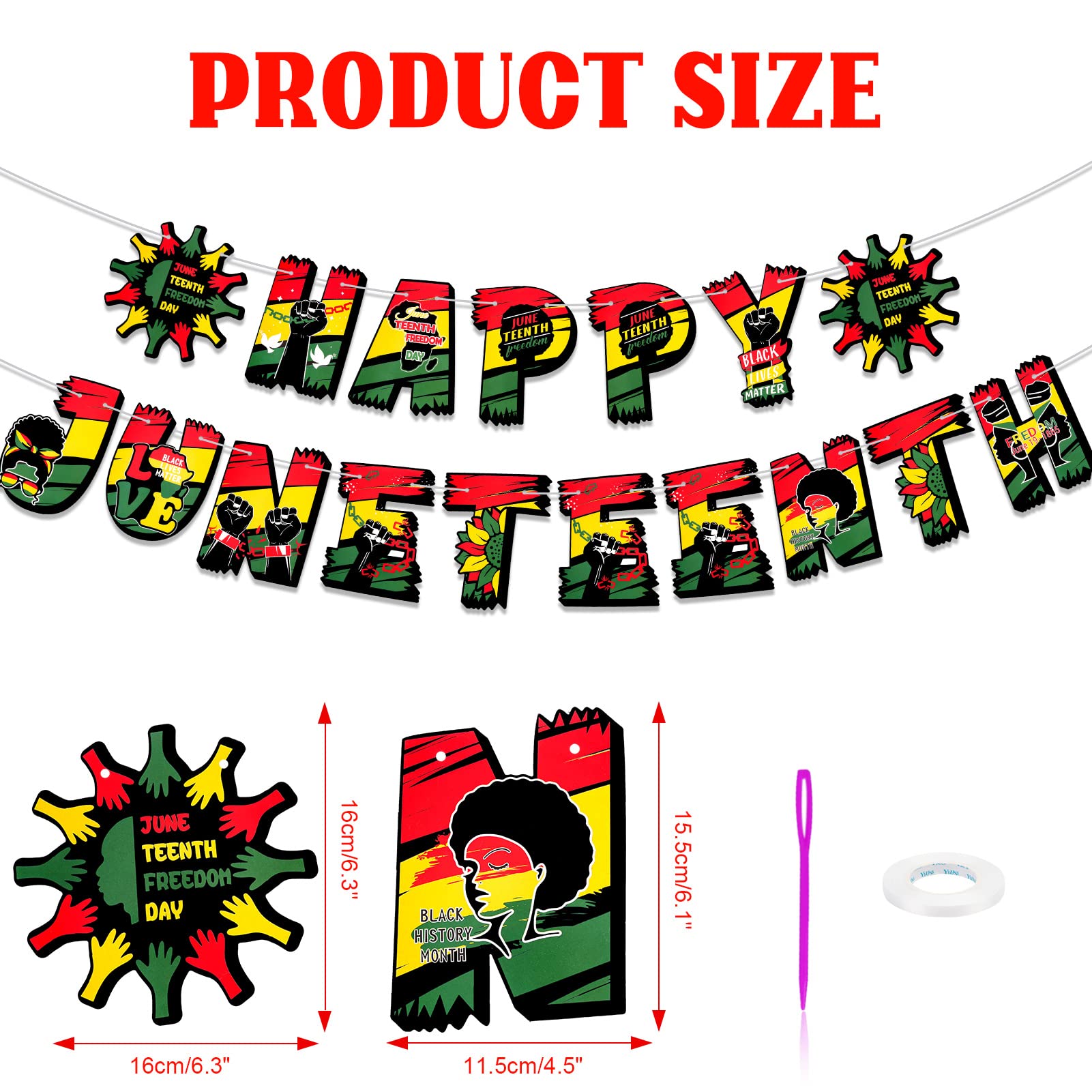 10 Stück Juneteenth Wimpelkette – 0,5x0,9 M, Afrika-Amerika Design Für Freiheitsfeiern & Deko