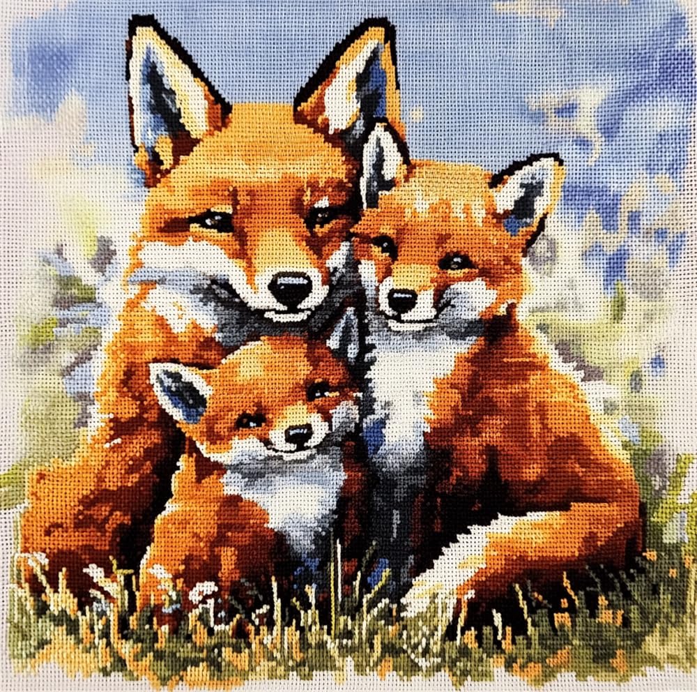 Rqwybcaxn Latch Hook Kits Pillow Fox Mother Child DIY Handmade Cushion Crochet Yarn Embroidery Needlework Hook and Latch Kit Pillowcase Rug Cover Home Sofa Christmas Decoration 17X17Inch