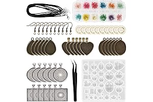 30pcs DIY Resin Jewelry Pendant Making Kit with 5 Styles Metal Pendant, Silicone Molds