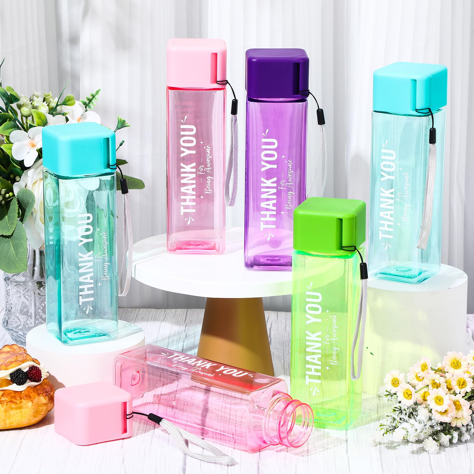 Maxdot Trinkflaschen mit Aufschrift "Thank You", Großpackung, 500 ml, für Mitarbeiter, Wertschätzungsgeschenke, Kunststoff, wiederverwendbar, inspirierendes Dankeschön-Geschenk für Schulanfang, Lehrer