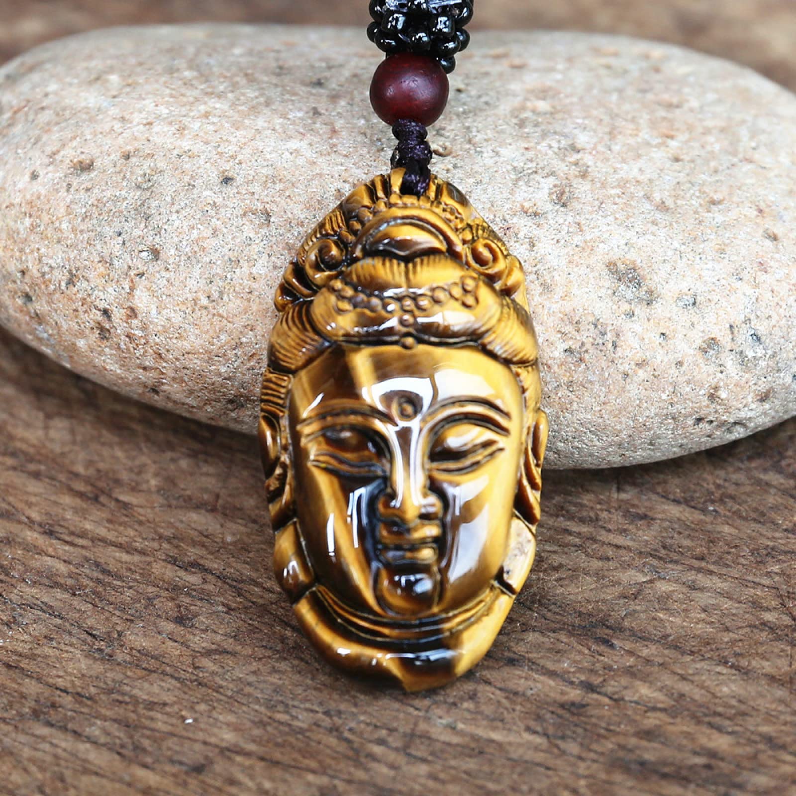 Collier Pendentif Homme Dieu Hindou Shiva - Argenté Acier Inoxydable - Style Bouddhiste Tigre