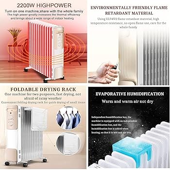 Amazon.co.jp: スペース ヒーター 13 フィン、2200W オイル充填