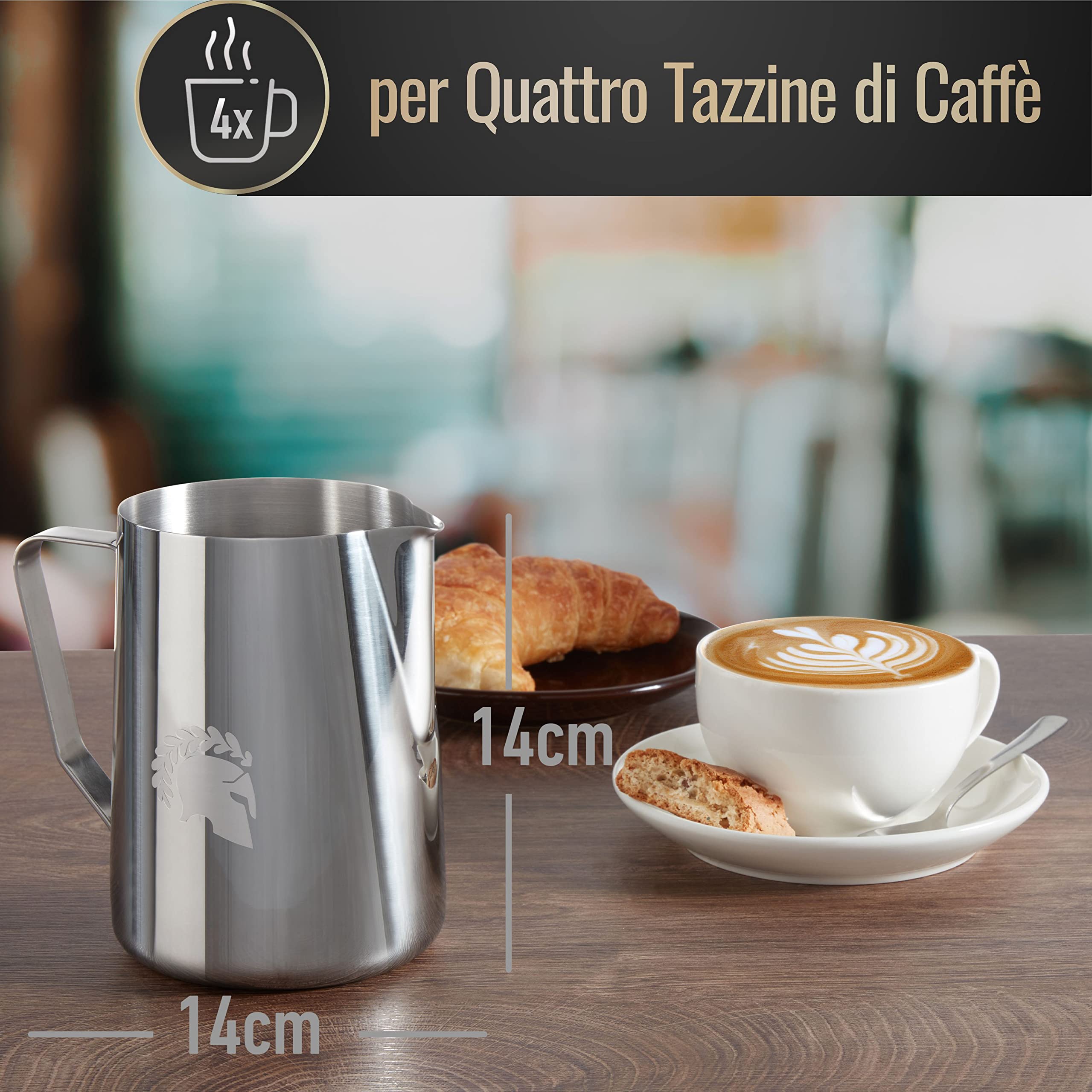Barista Legends® Bricco latte in acciaio inox 1000ml con beccuccio speciale Latte Art - Bollitore latte lucida - Bricco latte professionale acciaio inox per baristi - Accessori per baristi…