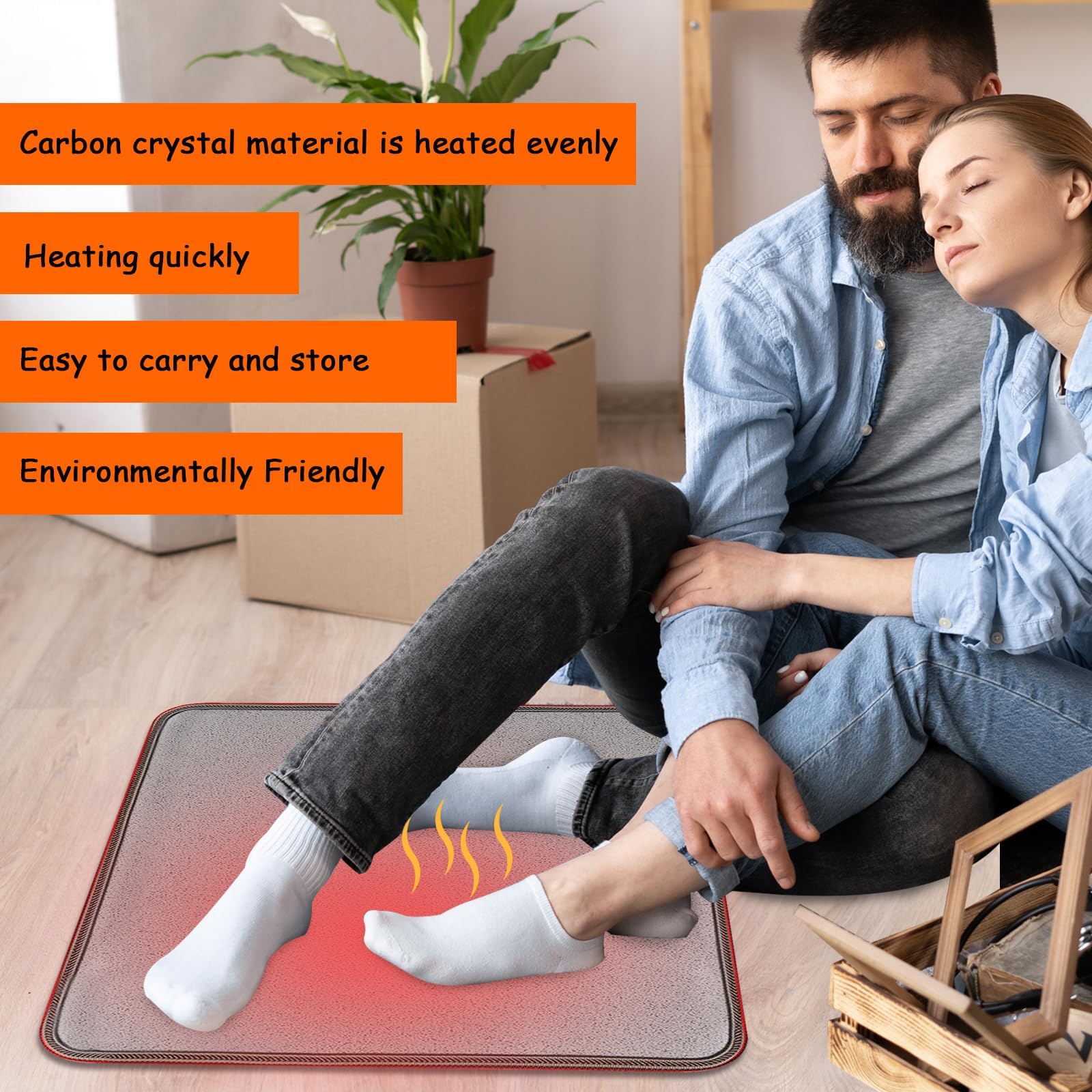 Calentador térmico de PVC de 110 V para calentador de pies debajo del escritorio, 22 x 20 pulgadas, almohadilla de calefacción eléctrica de ahorro de energía, alfombra térmica para piso 6