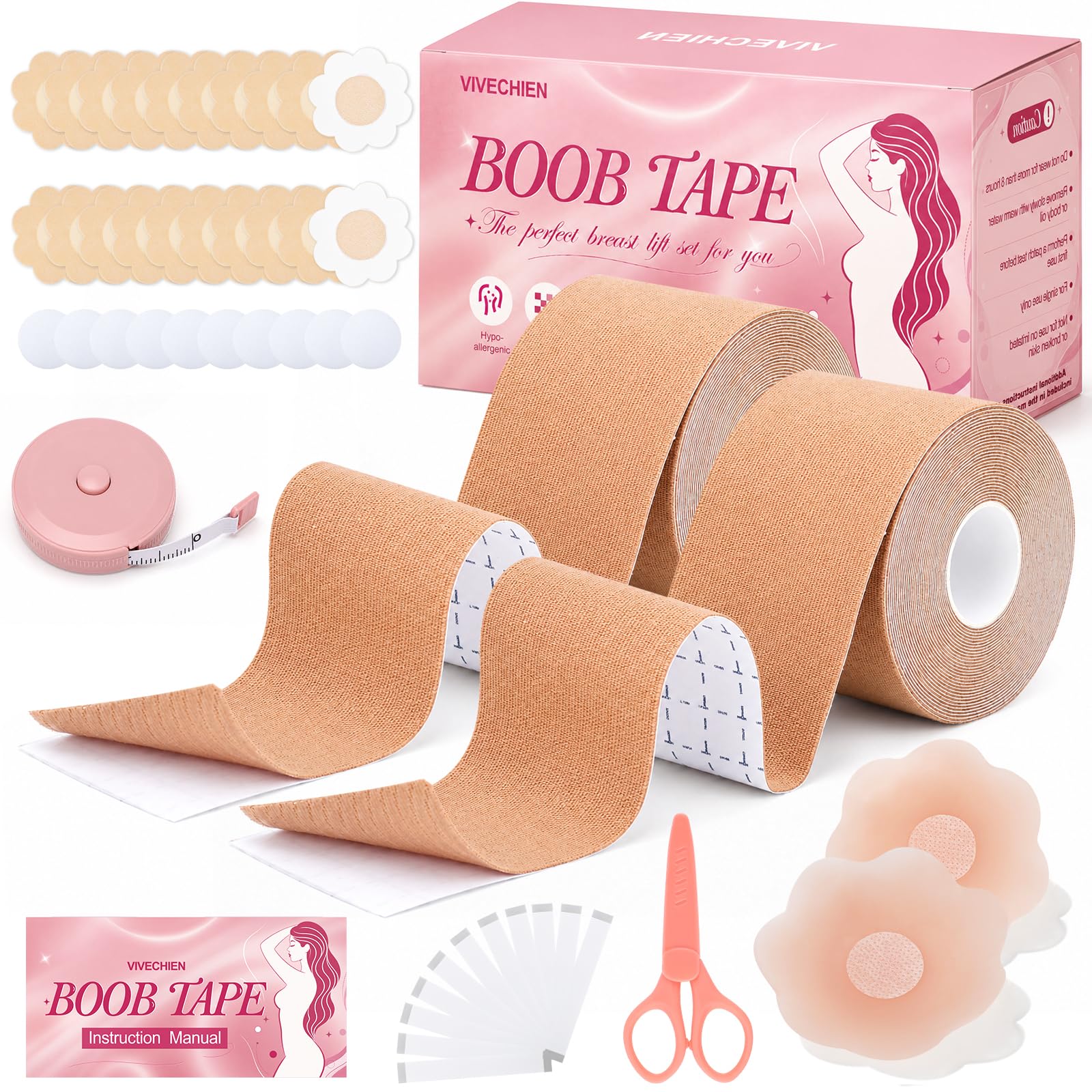 Boob Tape Kit for Breast Lift, 2 Rolls Breast Tape for A-G Cup