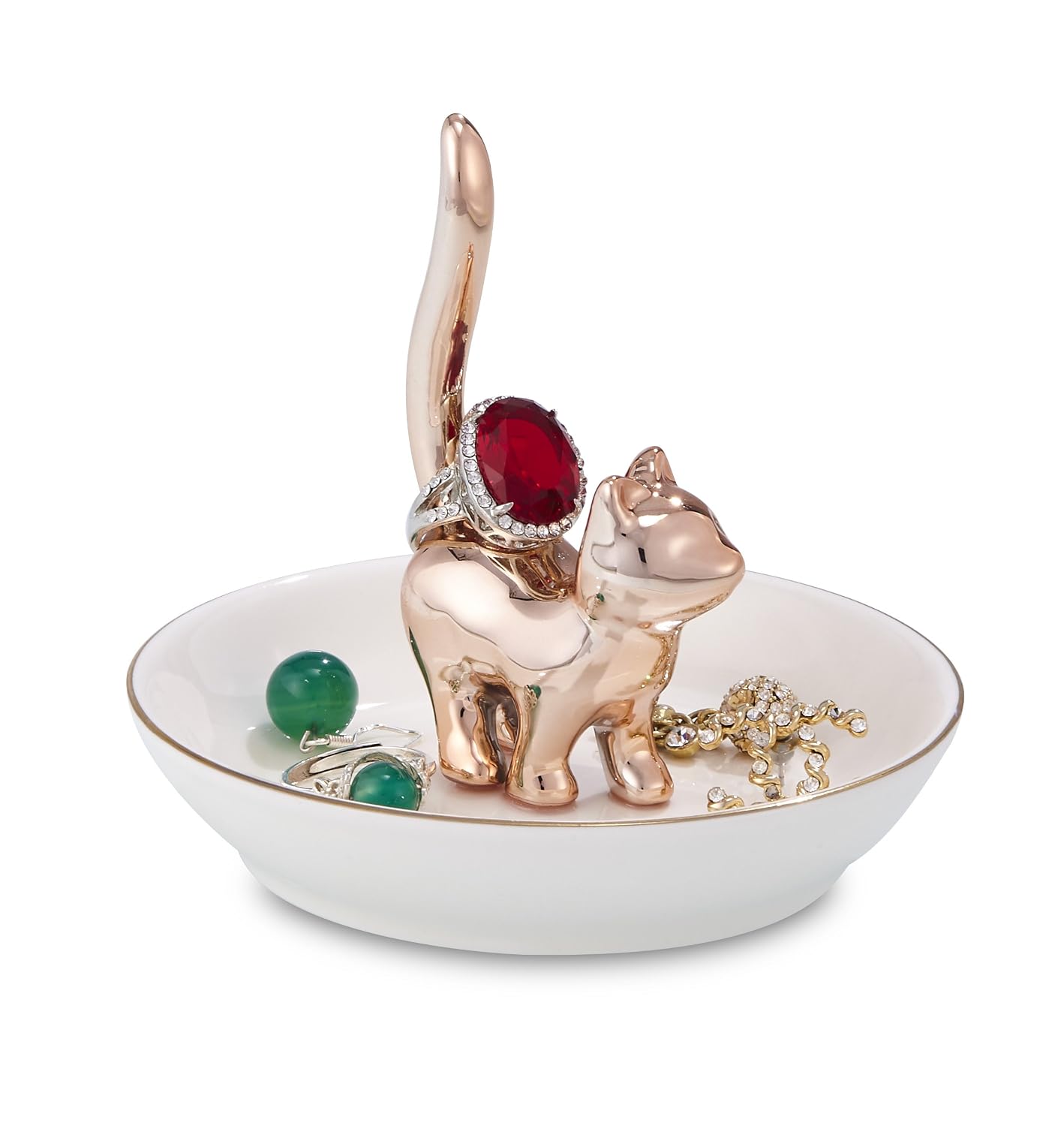 ROSA&ROSE Cat Ring Holder Trinket Tray Ceramic Jewelry Dish Porcelain Ring Organizer Gift for Women, Girlfriend or Valentine's Day (Black), view 9