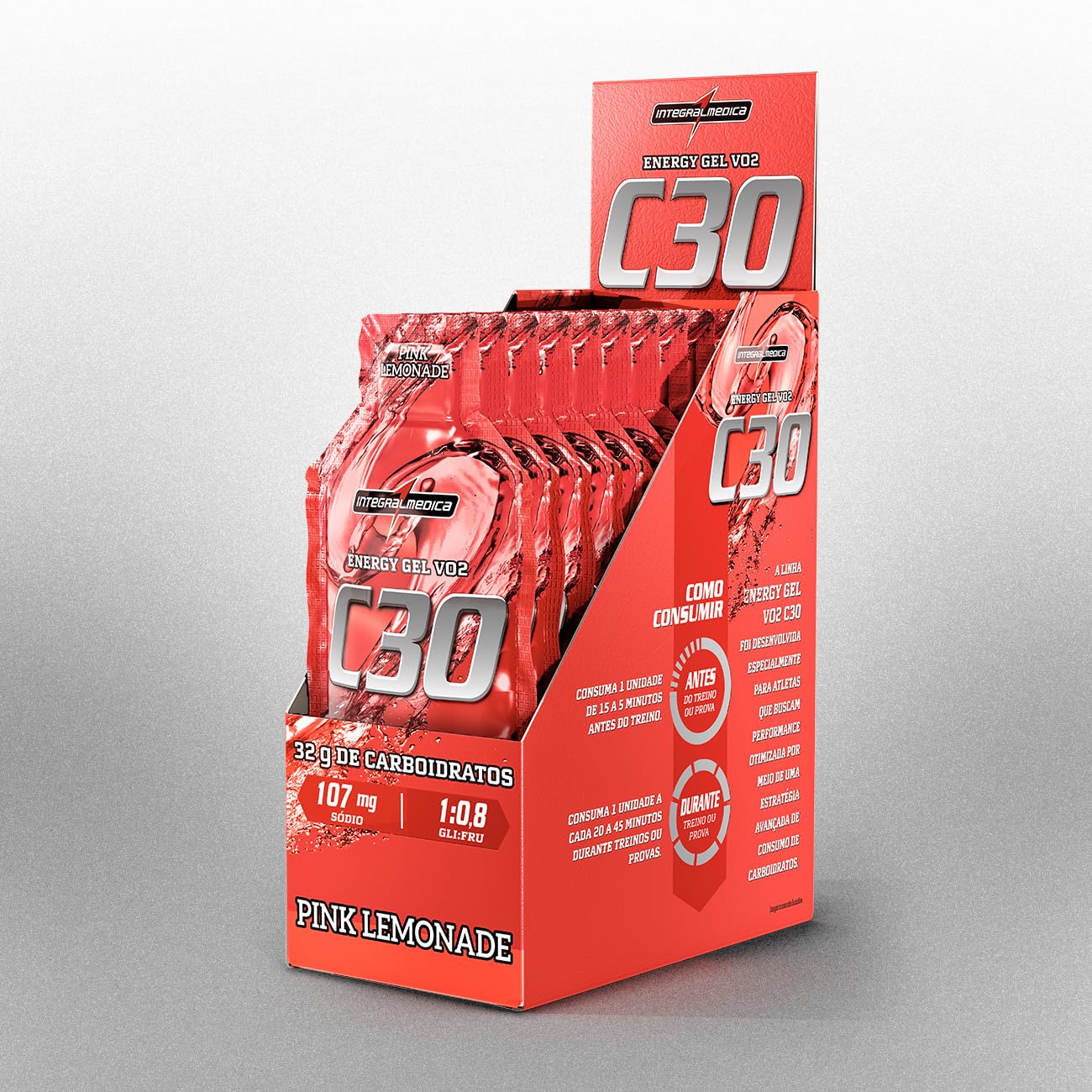 Gel de Carboidrato Vo2 Energy Gel C30 450g Integralmédica 10 Unid