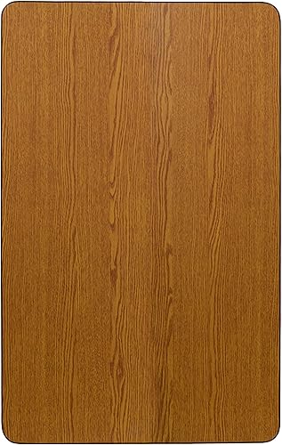 Miniatura 3 de Flash Furniture Mesa de actividades laminada térmica rectangular de roble de 24 pulgadas de ancho x 48 pulgadas de largo, patas ajustables en altura