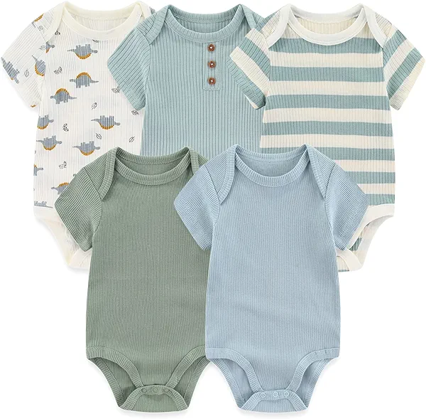 MAMIMAKA Baby Bodysuit Cotton Baby Boys Clothes Bule One-Piece,3-6 Months
