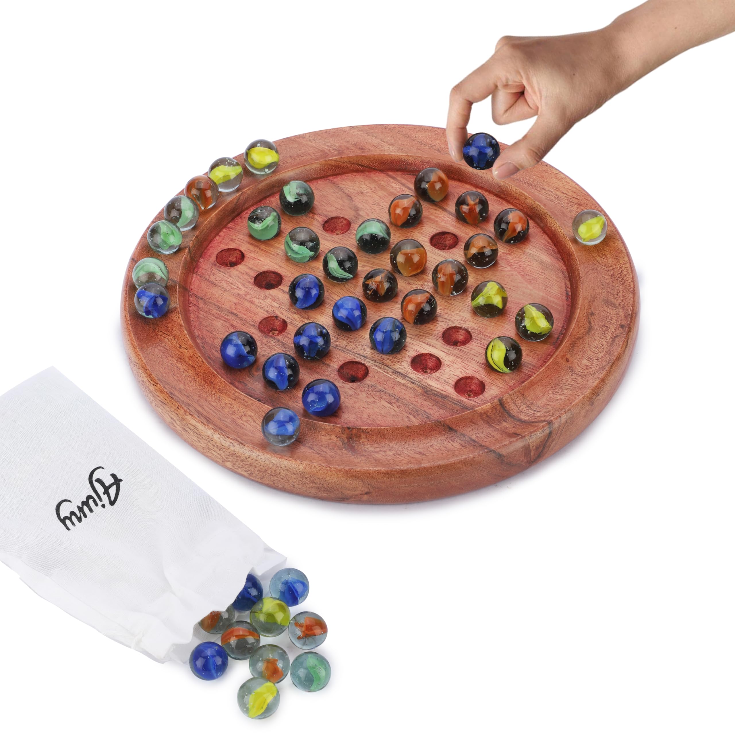 Amazon.com: Ajuny Wooden Solitaire Board Game – Handcrafted