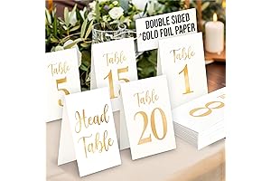 Gold Wedding Table Numbers 1-20 - Elegance Wedding Reception Table Decor with...
