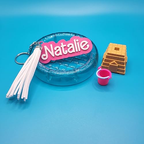 Miniatura 3 de Personalized Nametag Keychain with Tassel - Pink Doll Theme - Custom Luggage tag, Backpack Keyring