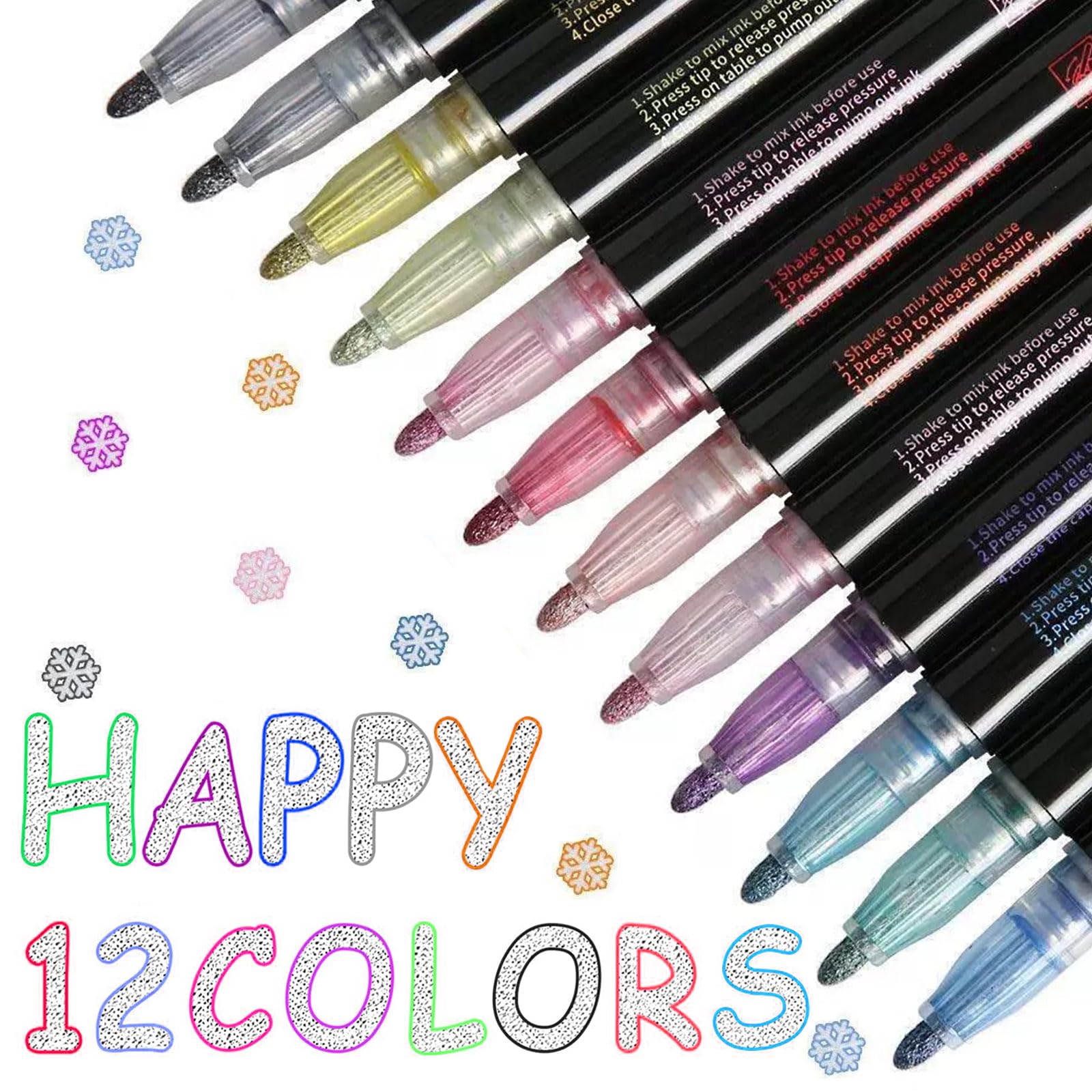 Pennarelli Outline Online - Matite Glitterate Metallizzate, 6 ColorI Con Effetto Magico