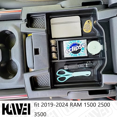 Miniatura 2 de Organizador de consola central compatible con Dodge RAM 1500 2500 3500 2024 2023 2022 2021 2020 2019, accesorios de inserción de caja de