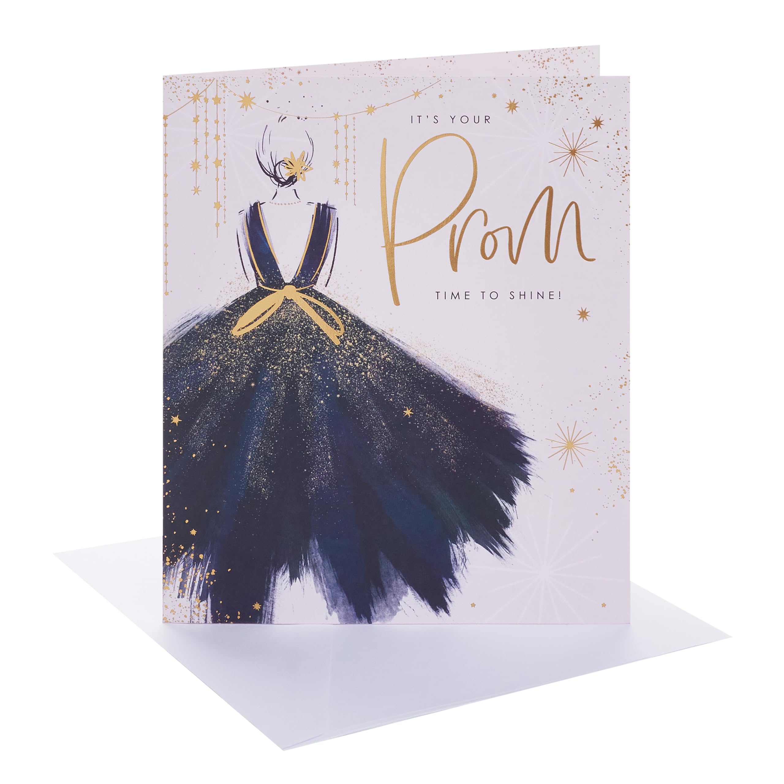 UK Greetings | Congratulations Prom Card | Congratulations/Proud of You | Her, Girls, Women | Girl Dress Design | With Envelope | 15.9 x 18.4 cm