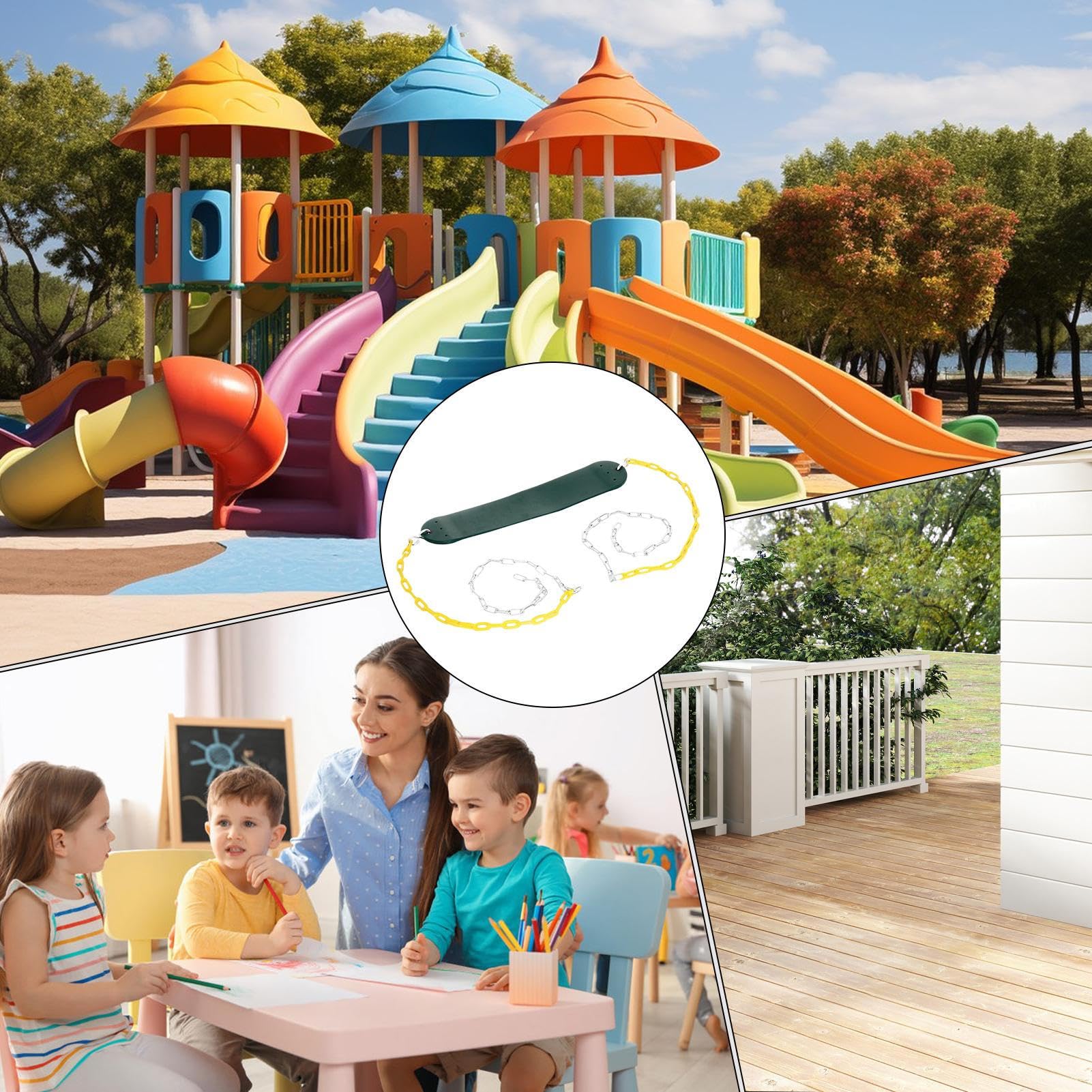 Asiento Infantil | Resistente para Exterior En Árbol - Color Verde Antideslizante Interactivo para Niños Niñas Jardín Parque