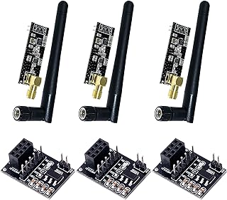 diymore 3PCS NRF24L01+PA+LNA Transceiver Module with SMA Antenna 2.4 GHz 1100m+3PCS NRF24L01 8 Wireless Module Development Board Compatible with Arduino