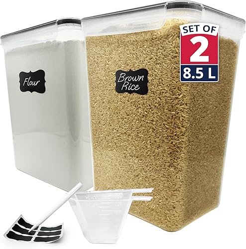 Reli. Contenedores herméticos de almacenamiento de alimentos de 8.5 L con tapas (2 juegos) organizadores de cocina y contenedores de almacenamiento,