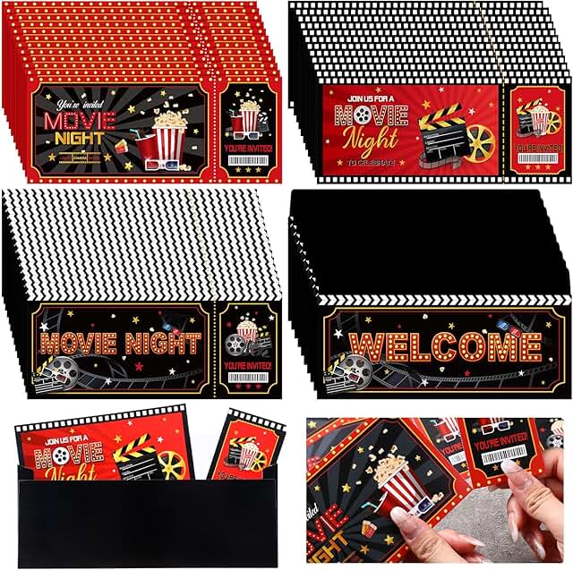 Harloon 36 Sets Movie Party Invitations Movie Night Theater Birthday Par...