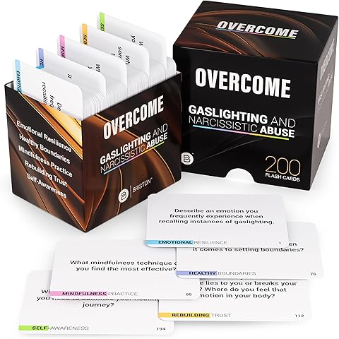 Briston Overcome Gaslighting and Narcissistic Abuse Recovery Cards – 200 Therapy Flashcards for Emotional Healing, Self-Awareness, Healthy Boundaries, Trust Building, and Mental Health Support