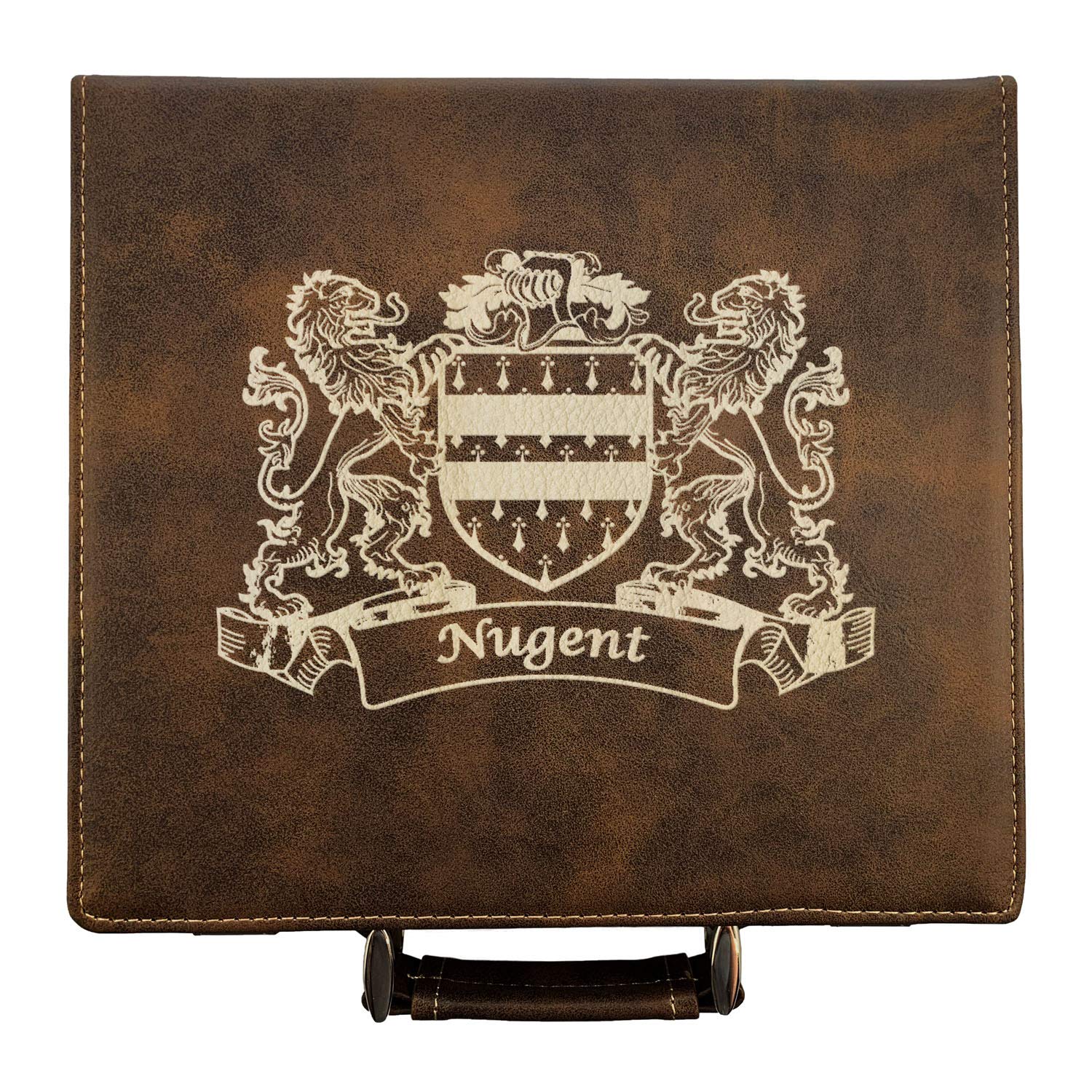 Nugent Irish Coat of Arms Leather Poker Set