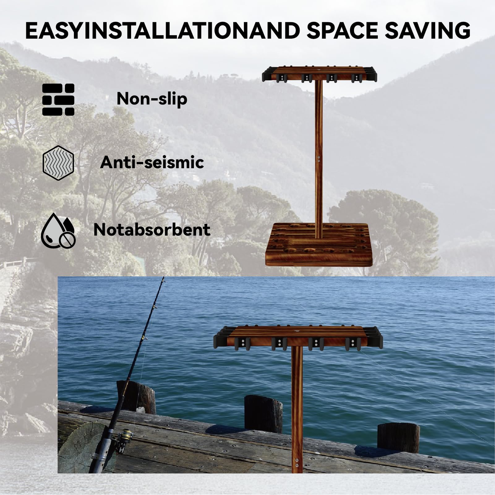 OH MY WOW Fishing Rod Holder 360° Rotating Portable Rack Organizer For Storage 16 Rod For Garage Boat, Truck, Ground