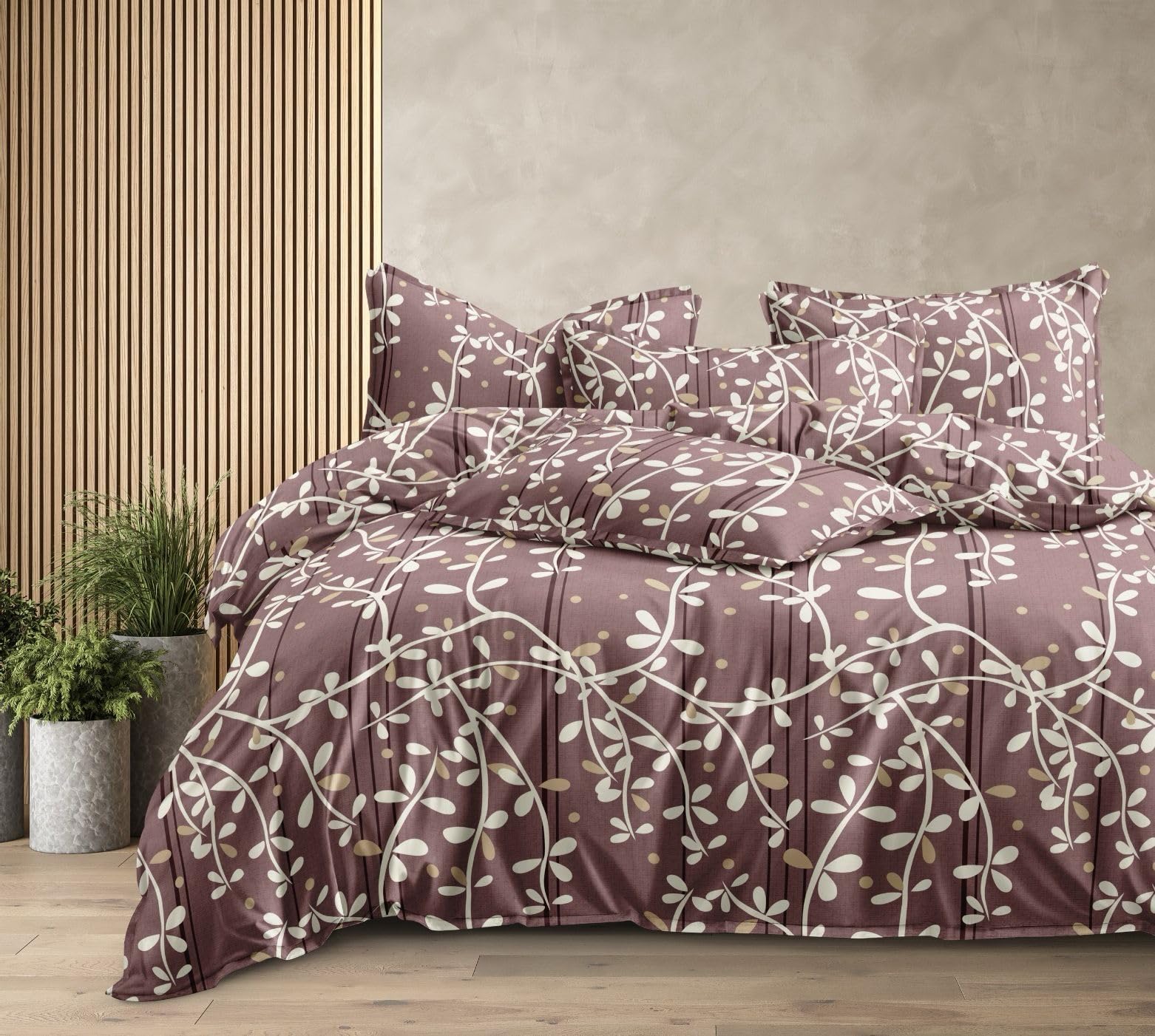 Cotton King Size Quilt Cover/Duvet Cover/Razai Cover/Blanket Cover/Dohar with Zipper 90 X 100 Inches Design-Leaves-image-9