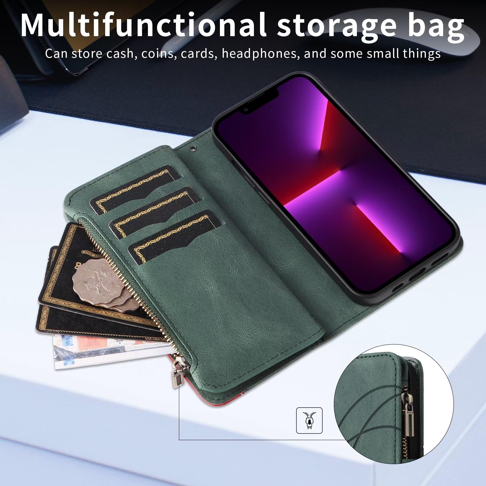 COMAKU Custodia A Libro Con RFID Per OnePlus Nord 5 | Cover In Ecopelle Con Chiusura Magnetica, Slot Portacarte, Antiurto, Blu - 4