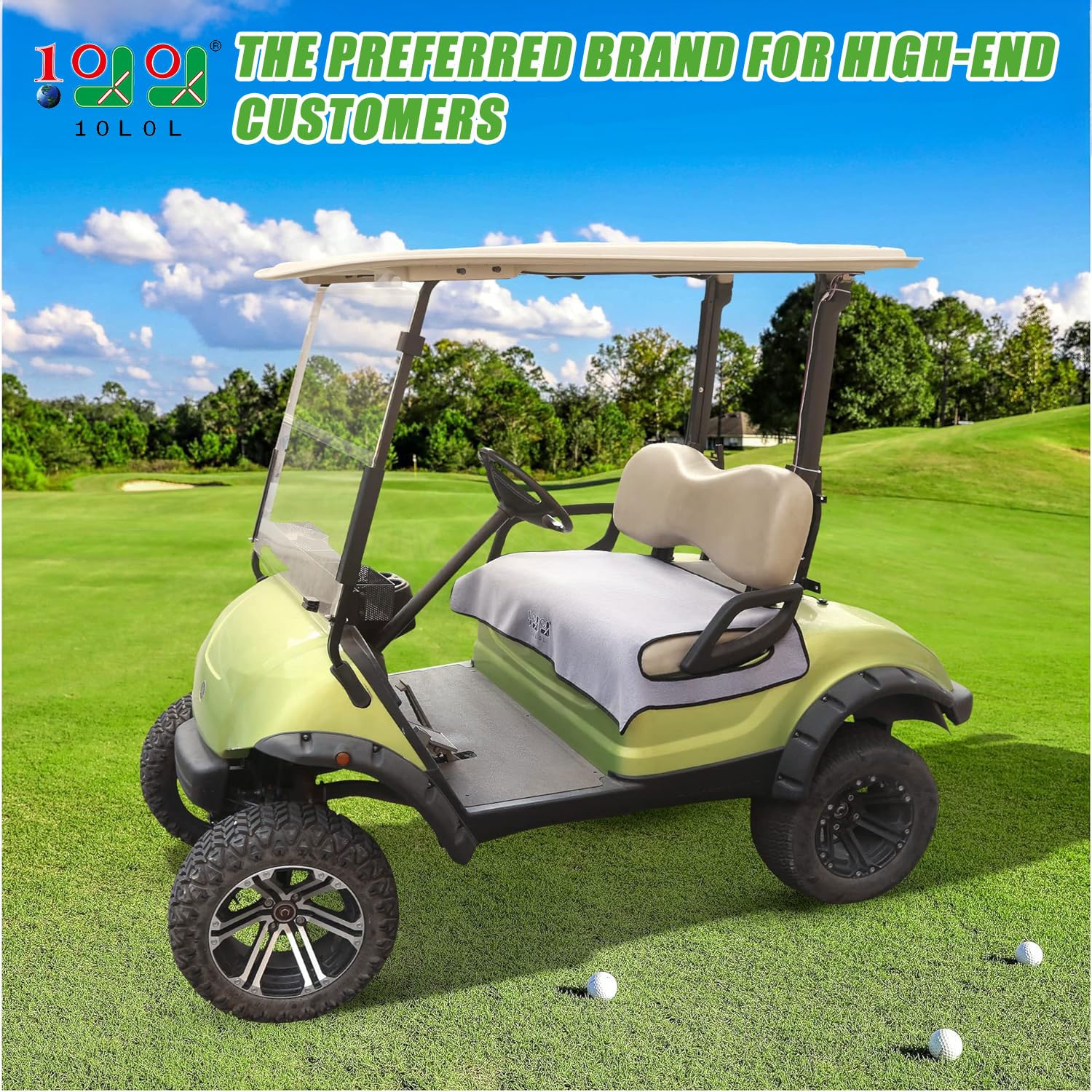 10L0L Universal Golf Cart Seat Cover Blanket Cushion Cover for Yamaha G2, G8, G9, G16, G19, G22 G29 with Armrests, Suitable for All Weather Conditions - Light Gray