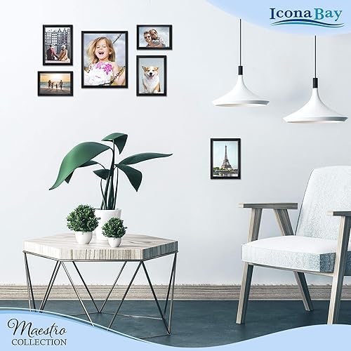 Miniatura 6 de Icona Bay Juego de marcos de fotos de 4 x 6 pulgadas (negro, paquete de 12), estilo contemporáneo con clase, colección Maestro