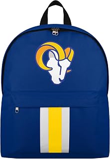 FOCO NFL Officially Licensed Team Color Primary Logo Solid Stripe Football School Bag Travel Backpack - Los Angeles Rams - Blue