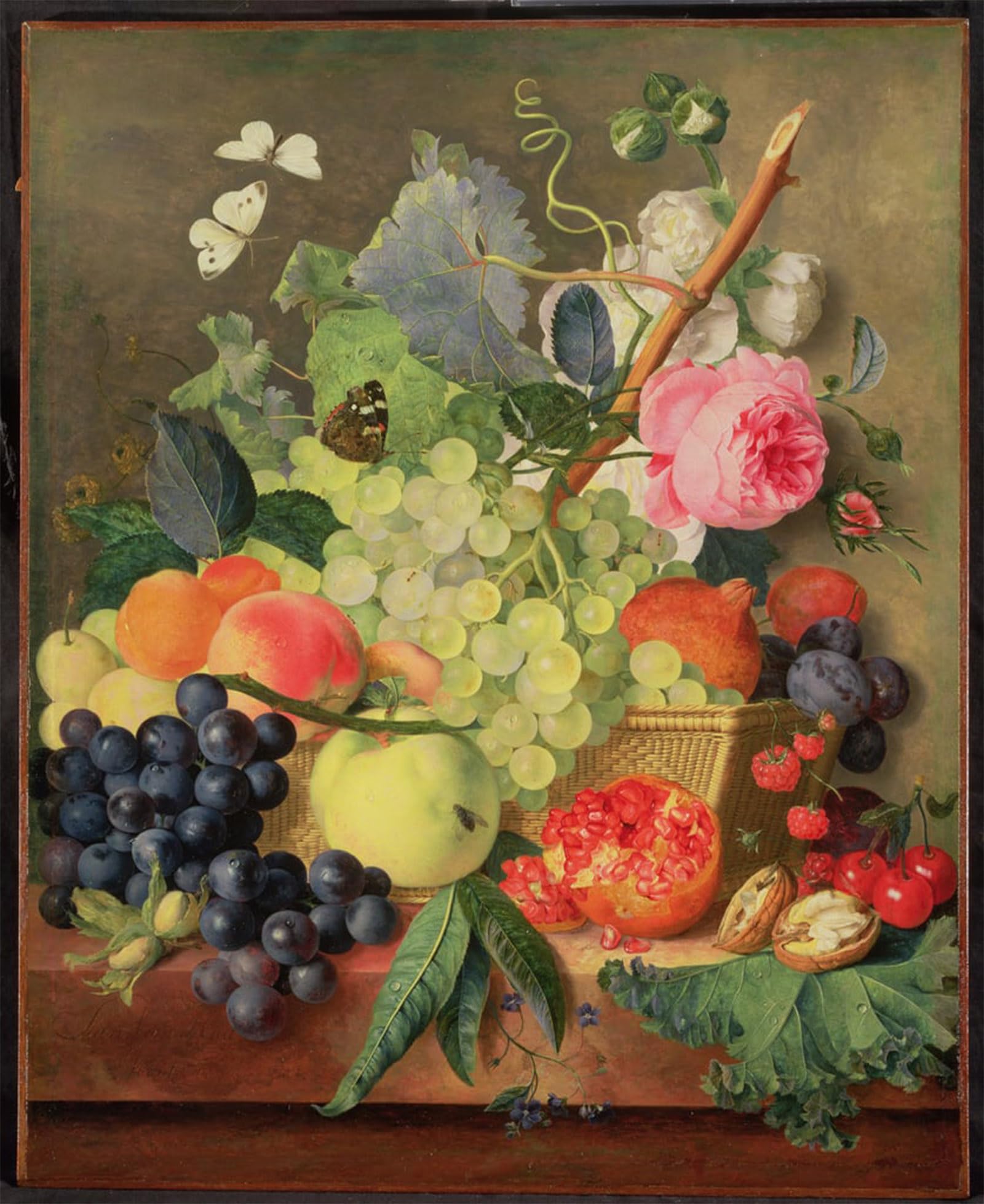 SERENDIPITP Vintage Wall Art Canvas Nordic Poster Canvas Print Picture a Basket of Fruit by Jan Van Huysum Wall Art Poster for Home Decor 60x90cm