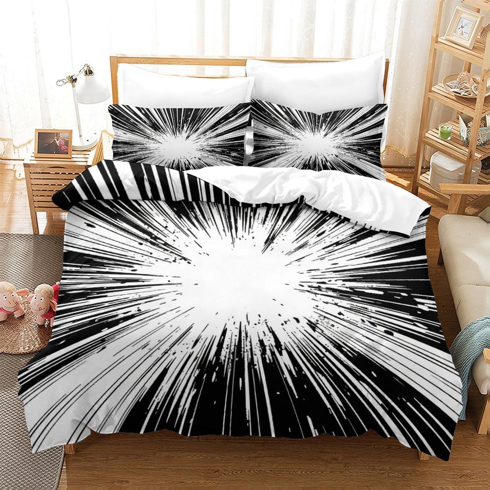 Set de housse de couette 3 pièces respirante 260x220cm pour lit king size adulte