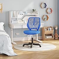 Vista 56 de Yaheetech Linda silla de escritorio para niños, silla de computadora pequeña sin brazos con soporte lumbar para adolescentes, respaldo bajo, Verde