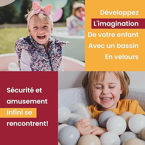 Miniatura 5 de MEOWBABY Piscina redonda de espuma suave con 200 bolas de 2.75 pulgadas para bebés y niños pequeños, esenciales para corralitos para bebés, hoyos de