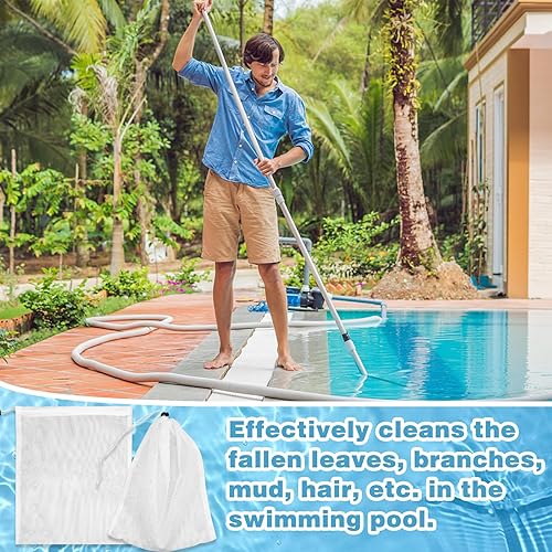 Miniatura 5 de Bolsa de malla de repuesto para aspiradora de piscina, bolsa de malla fina con cable de bloqueo, bolsa de filtro de aspiradora de piscina, bolsa de