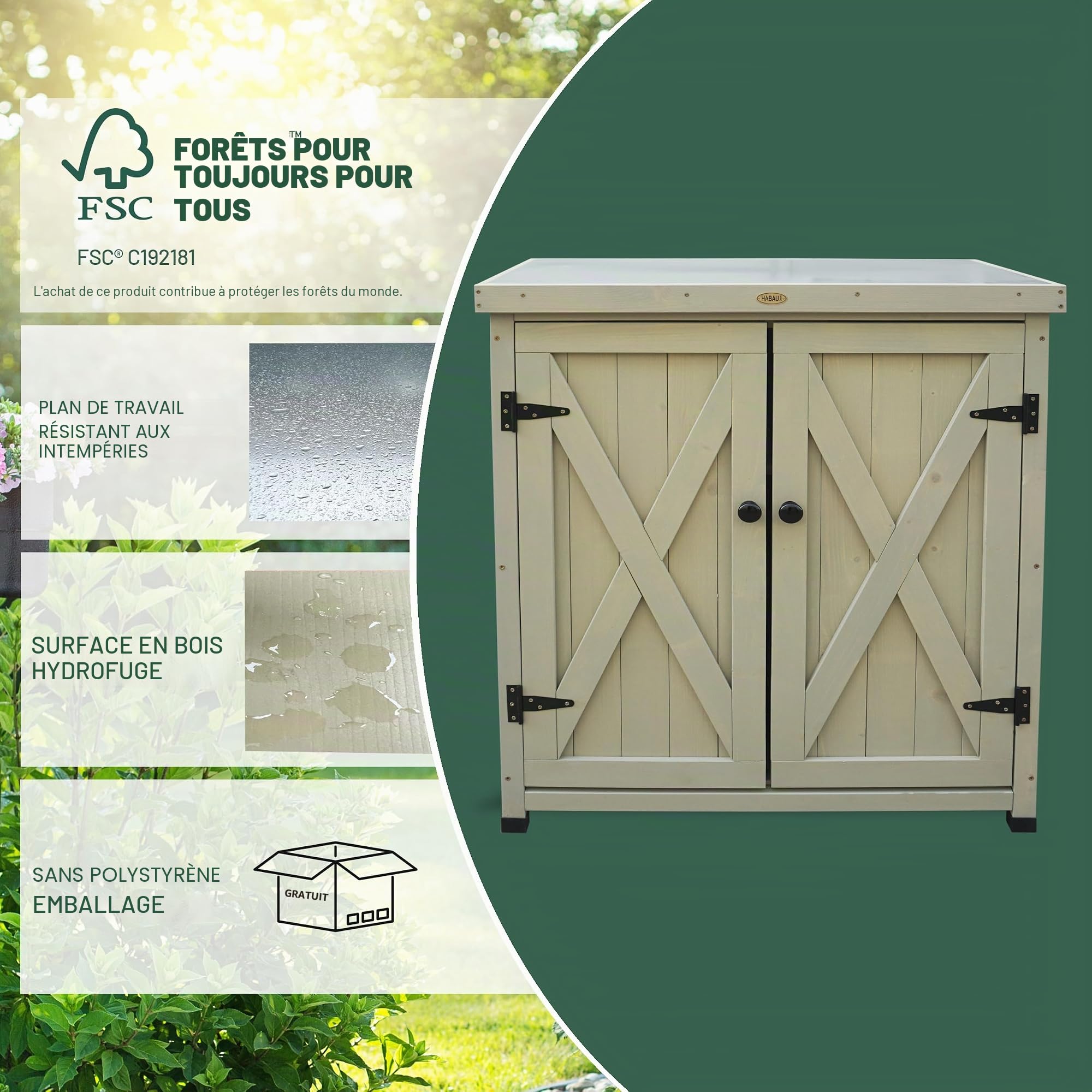 Habau Laura Armoire de Jardin Gris