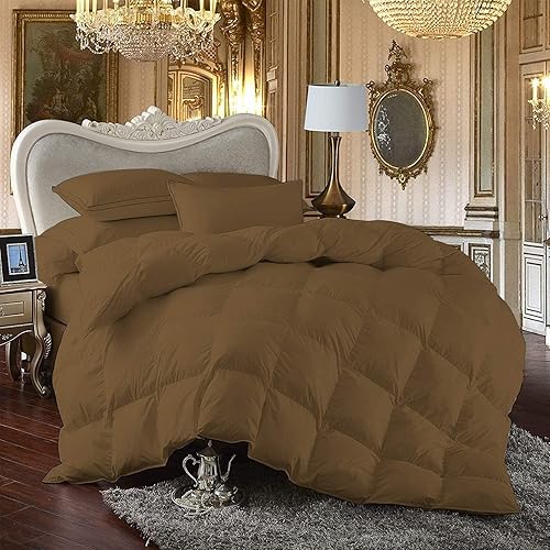 Edredón 100% de algodón egipcio, relleno de plumas de ganso y plumas, relleno de 500 GSM, relleno de energía para todas las estaciones, color gris