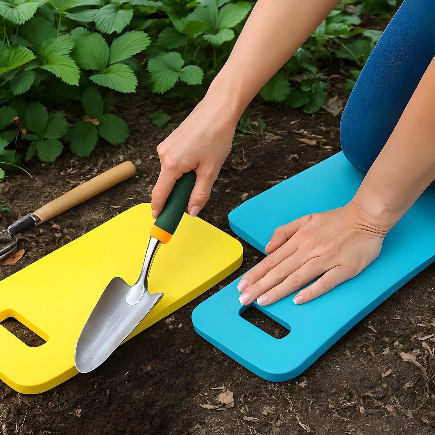 Bexter Foam Garden Kneeling Pads (2-Pack) – Thick, Lightweight Cushion for Gardening, Cleaning, Exercise – 15.75'' x 7'' x 0.68'' – Assorted Colors: Blue, Pink, Yellow, Green - Image 5